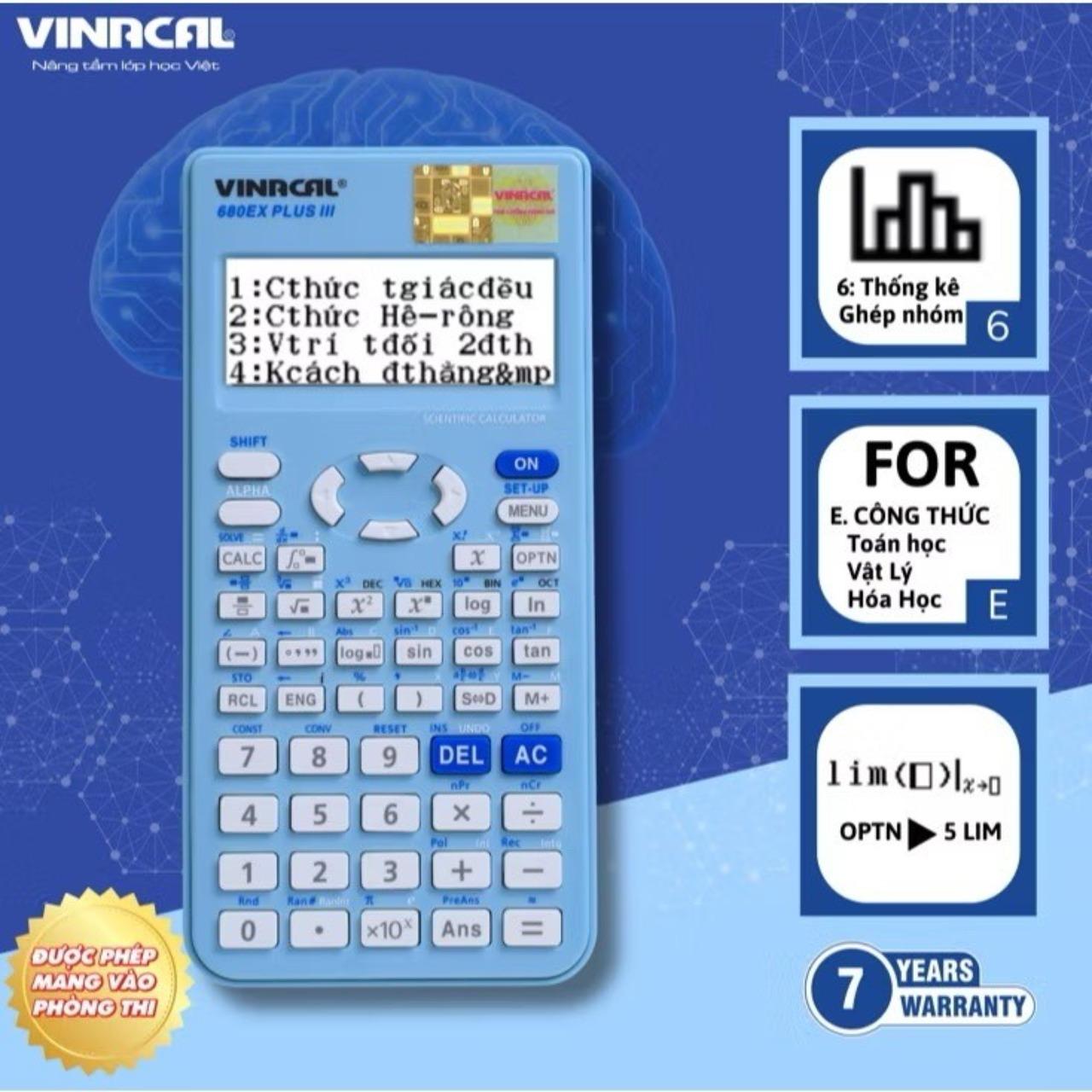 Máy tính Vinacal 680EX Plus 3 Màu Xanh Dương